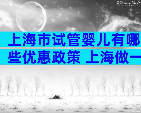 上海市试管婴儿有哪些优惠政策 上海做一个试管婴儿要多少钱